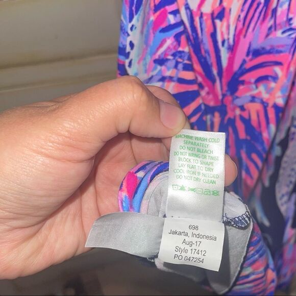 Lilly Pulitzer Sophie UPF 50+ Dress Bright Navy Palms Up - Size XS - Picture 10 of 10